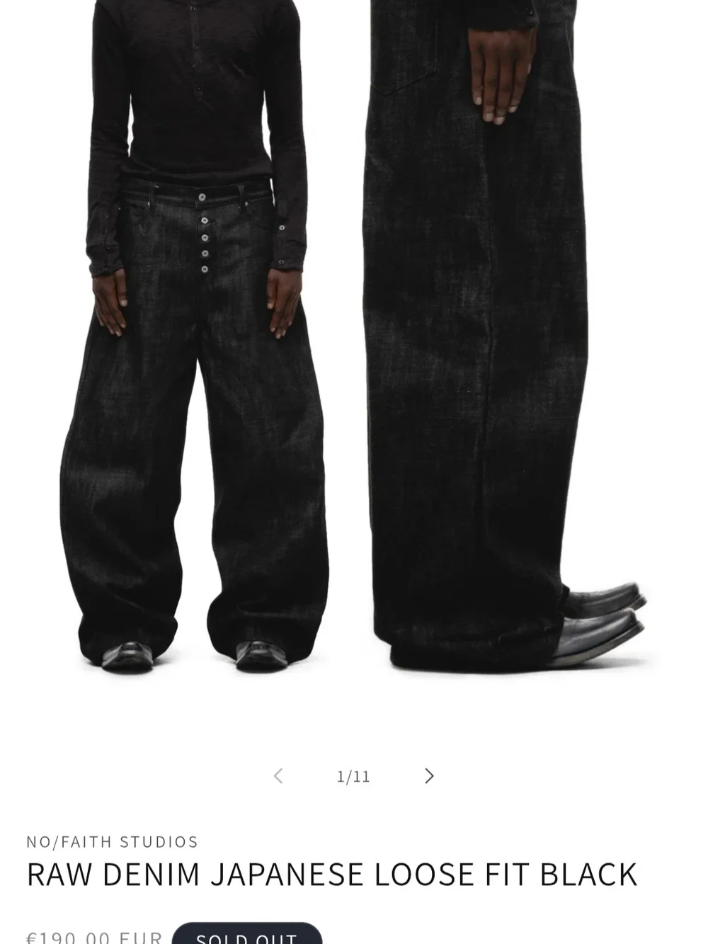 No/Faith Studios RAW DENIM JAPANESE LOOSE FIT BLACK